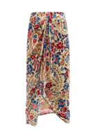 Isabel Marant - Breenea Draped Floral Paisley-print Velvet Skirt - Womens - Multi