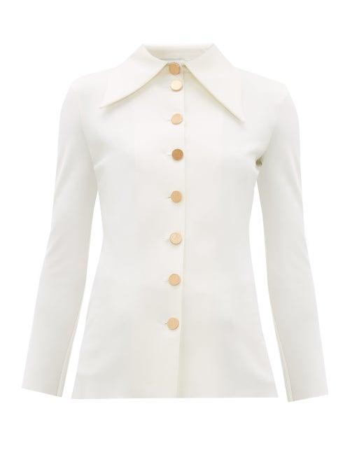 Matchesfashion.com A.w.a.k.e. Mode - Exaggerated-collar Crepe Shirt - Womens - Cream