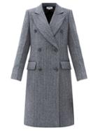 Matchesfashion.com Victoria Beckham - Double-breasted Wool-blend Wool Tweed Coat - Womens - Navy Multi