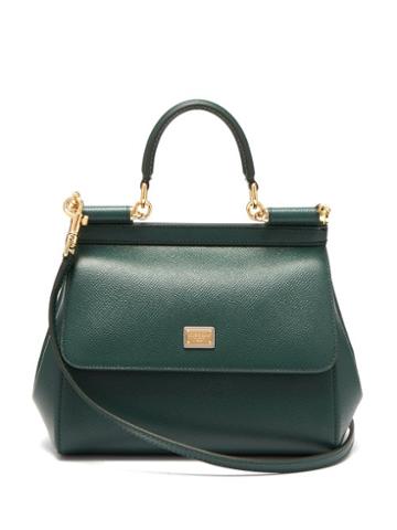 Matchesfashion.com Dolce & Gabbana - Sicily Small Dauphine Leather Bag - Womens - Dark Green