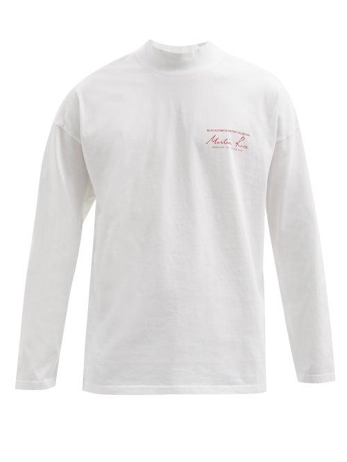 Matchesfashion.com Martine Rose - Logo-print High-neck Cotton-jersey Sweater - Mens - White