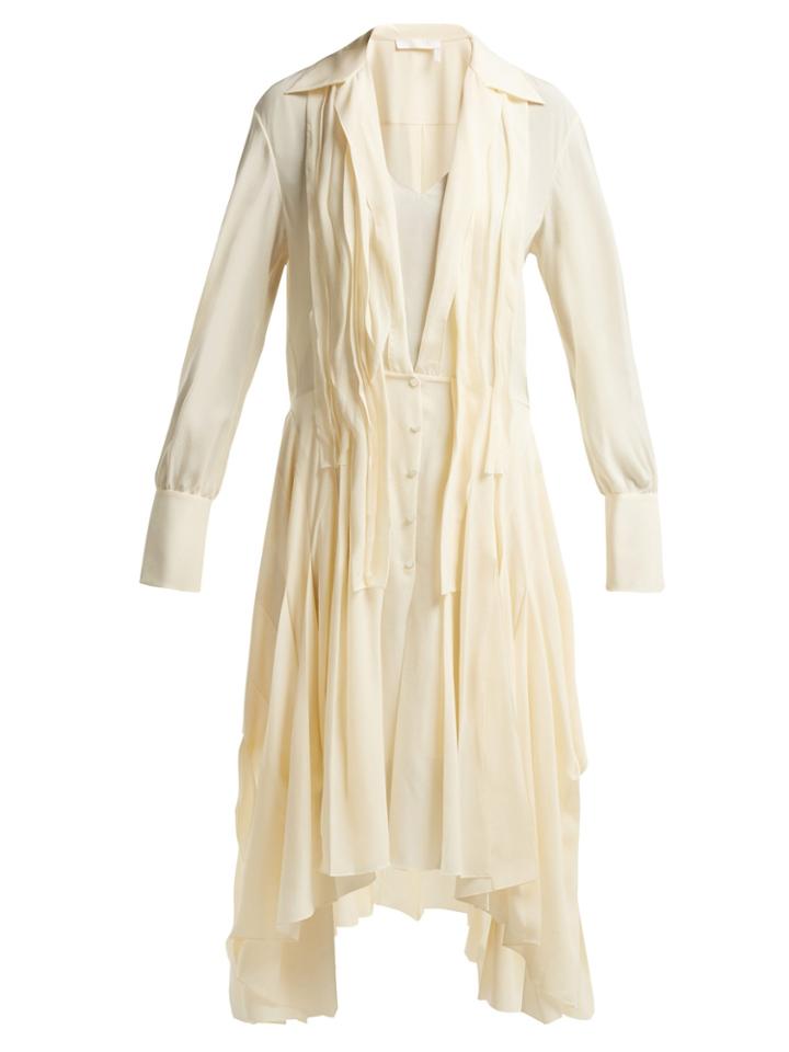 Chloé Draped Silk Crepe De Chine Midi Dress
