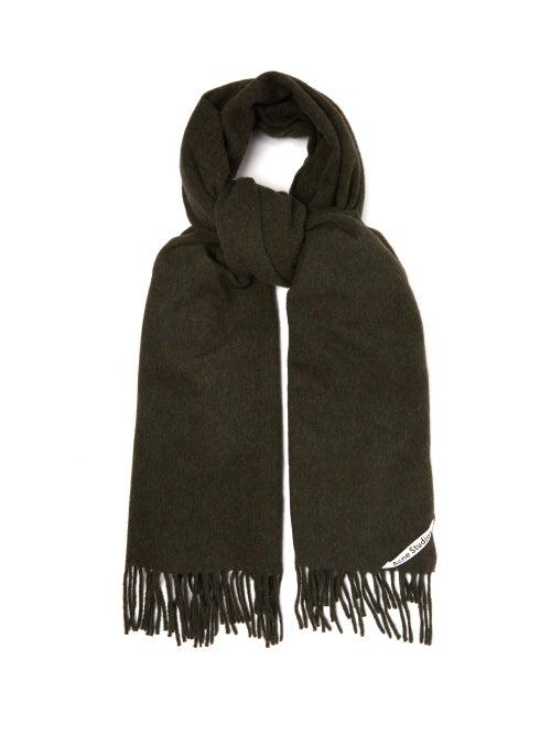 Matchesfashion.com Acne Studios - Canada Logo Ribbon Wool Scarf - Mens - Khaki