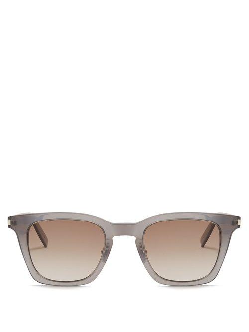 Matchesfashion.com Saint Laurent - D Frame Acetate Sunglasses - Mens - Grey