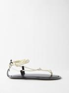 The Row - Knot Leather Wraparound-strap Sandals - Womens - White Black