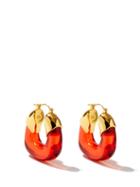 Matchesfashion.com Lizzie Fortunato - Organic Gold-plated Hoops - Womens - Red