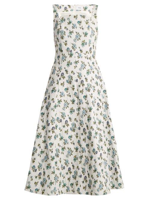 Matchesfashion.com Erdem - Polly Floral Jacquard Dress - Womens - Blue Print