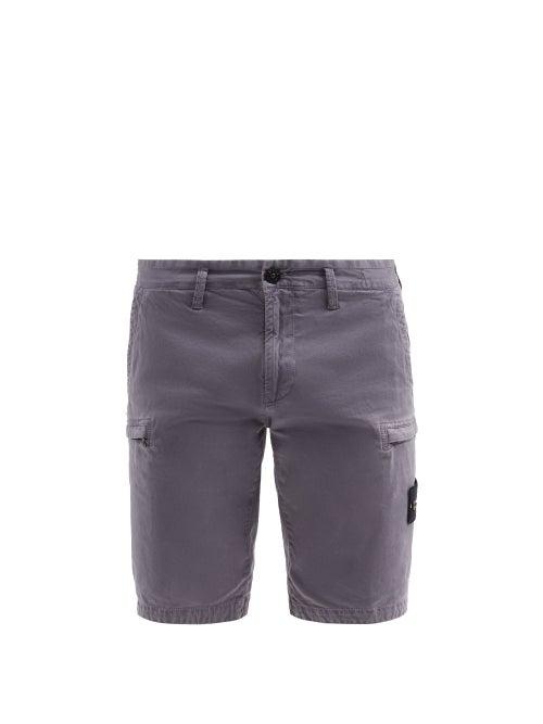 Matchesfashion.com Stone Island - Logo-patch Cotton-blend Cargo Shorts - Mens - Dark Grey