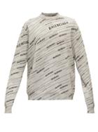 Matchesfashion.com Balenciaga - Monogram Logo-jacquard Wool-blend Sweater - Mens - Black Grey