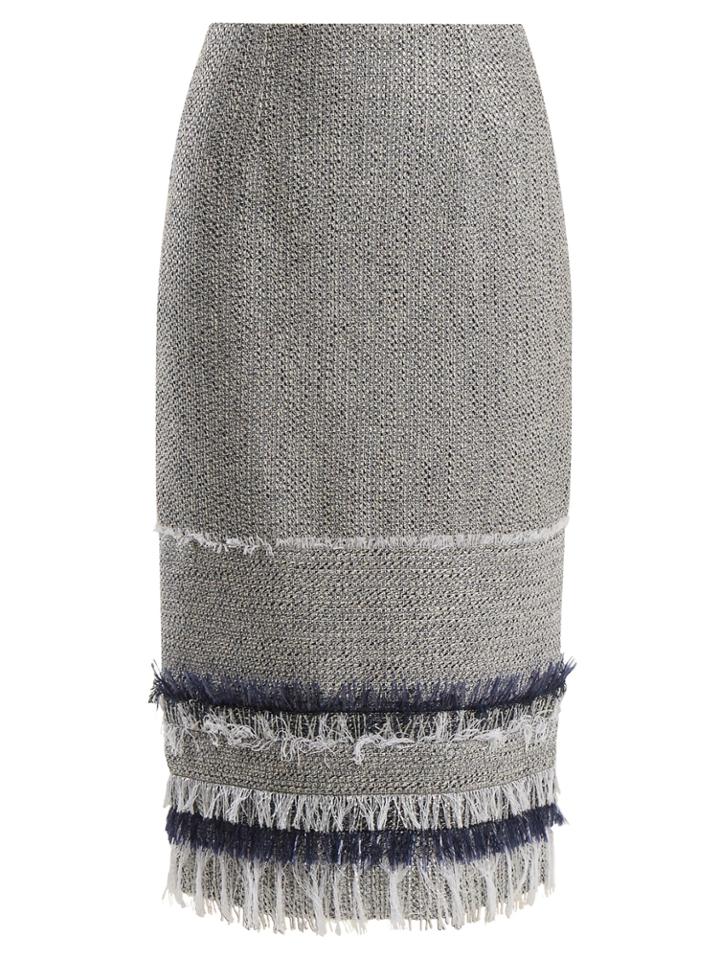 Roland Mouret Honeywell Raffia-fringe Trimmed Pencil Skirt