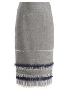 Roland Mouret Honeywell Raffia-fringe Trimmed Pencil Skirt