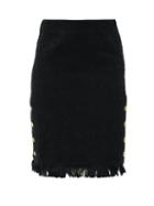 Matchesfashion.com Marine Serre - Floral-cloqu Upcycled-cotton Pencil Skirt - Womens - Black