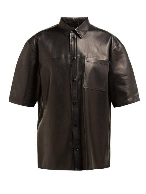 Matchesfashion.com Bottega Veneta - Dropped Shoulder Leather Shirt - Womens - Black