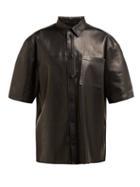 Matchesfashion.com Bottega Veneta - Dropped Shoulder Leather Shirt - Womens - Black