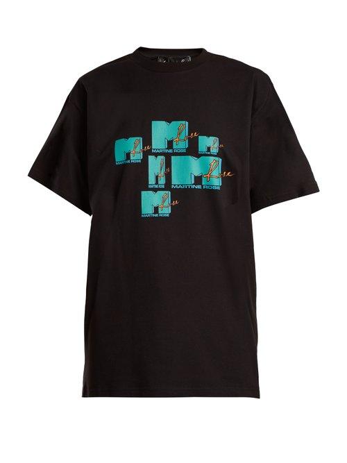 Matchesfashion.com Martine Rose - Mtv Print Cotton T Shirt - Womens - Black
