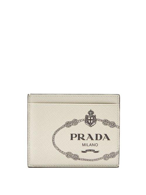 Matchesfashion.com Prada - Logo Print Saffiano Leather Cardholder - Mens - White