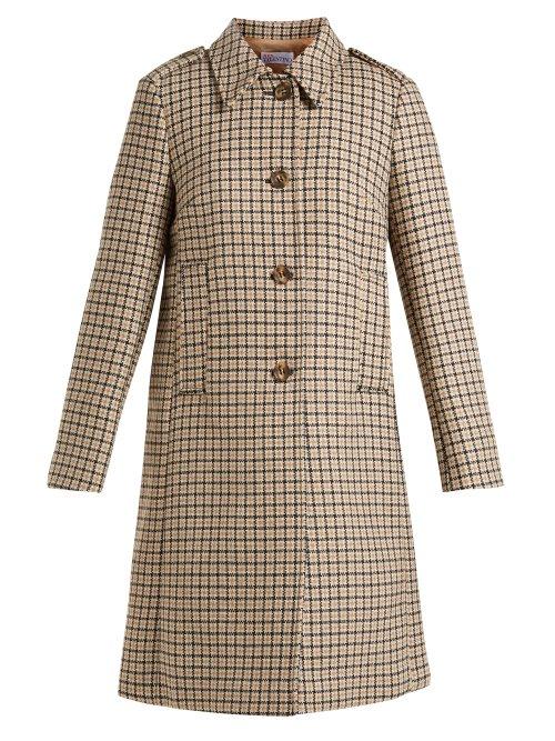 Matchesfashion.com Redvalentino - Checked Wool Blend Tweed Coat - Womens - Camel