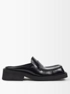 Balenciaga - Inspector Square-toe Leather Backless Loafers - Mens - Black