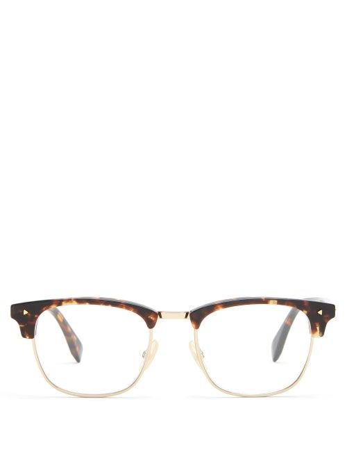 Matchesfashion.com Fendi - D-frame Acetate And Metal Glasses - Mens - Tortoiseshell