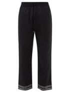 Harago - Striped Linen-blend Trousers - Mens - Black Multi