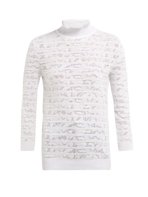 Matchesfashion.com Chlo - Pointelle Knit Cotton Blend Sweater - Womens - Ivory