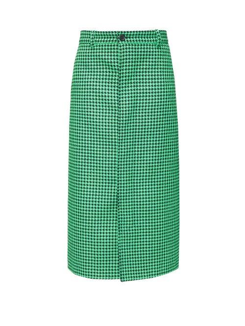 Matchesfashion.com Balenciaga - High-rise Houndstooth Pencil Skirt - Womens - Green