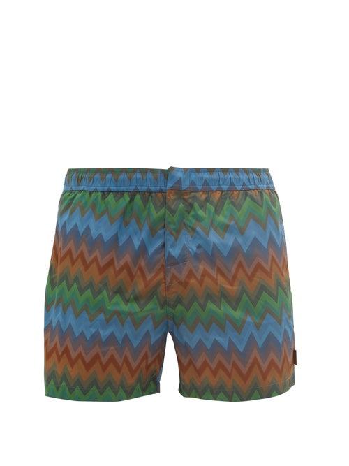Matchesfashion.com Missoni Mare - Zigzag-print Swim Shorts - Mens - Green Multi
