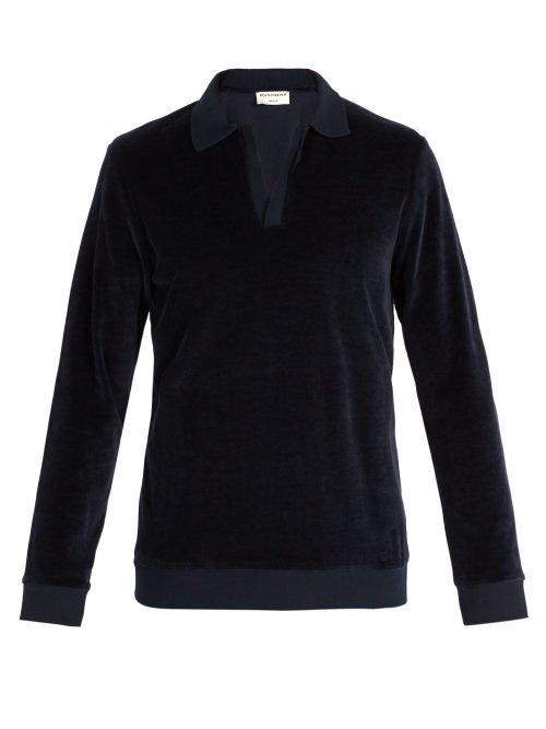 Matchesfashion.com Ditions M.r - James Terry Towelling Long Sleeved Polo Shirt - Mens - Navy
