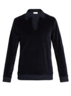 Matchesfashion.com Ditions M.r - James Terry Towelling Long Sleeved Polo Shirt - Mens - Navy
