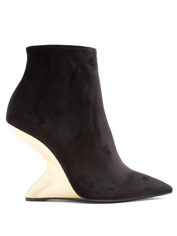 Salvatore Ferragamo Bolgheri Velvet F-wedge Ankle Boots