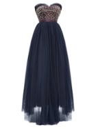 Matchesfashion.com William Vintage - Jacques Heim 1955 Haute Couture Beaded Gown - Womens - Navy