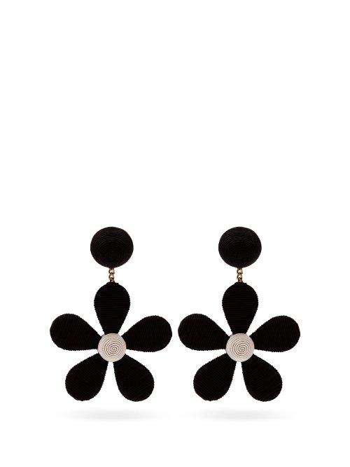 Matchesfashion.com Rebecca De Ravenel - Daisy Cord Clip On Earrings - Womens - Black