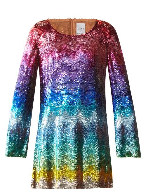 Matchesfashion.com Ashish - Gradient Sequinned Mini Dress - Womens - Multi
