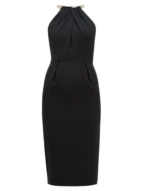 Matchesfashion.com Alexander Mcqueen - Crystal Rope Halterneck Crepe Dress - Womens - Black