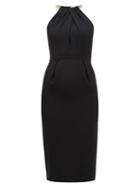 Matchesfashion.com Alexander Mcqueen - Crystal Rope Halterneck Crepe Dress - Womens - Black