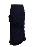 Marni Ruffle-trimmed Ruched Crepe Midi Skirt