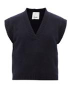 Allude - V-neck Cashmere Sleeveless Sweater - Womens - Navy