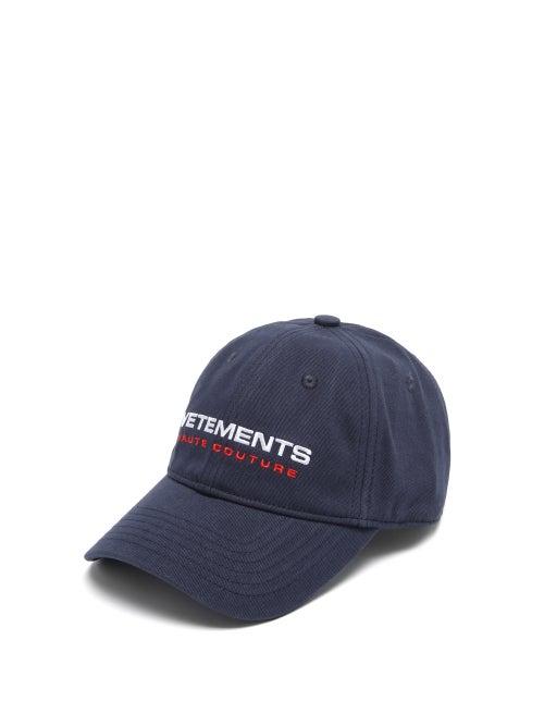 Matchesfashion.com Vetements - Haute Couture Logo-embroidered Baseball Cap - Mens - Navy