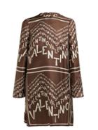 Matchesfashion.com Valentino - Chevron Logo Print Silk Satin Dress - Womens - Brown White