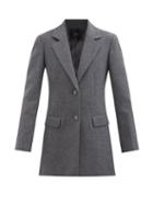 Joseph - Jara Single-breasted Wool-flannel Jacket - Womens - Dark Grey