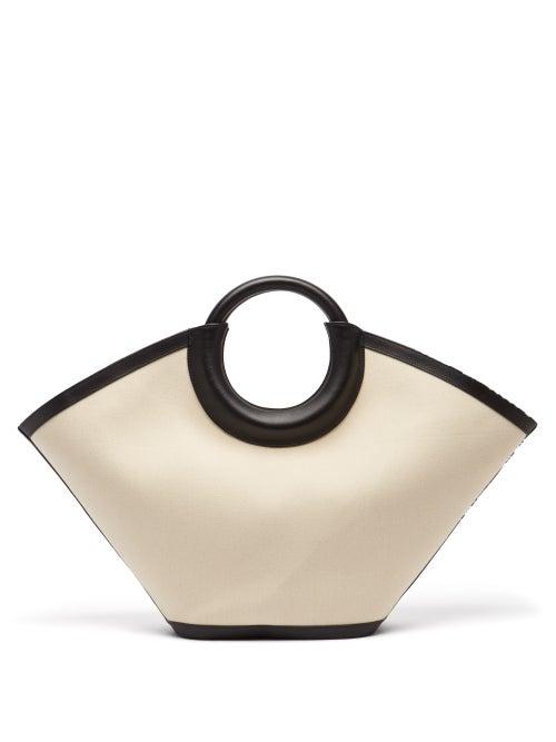 Hereu - Cabasso Large Canvas And Leather Tote Bag - Womens - Black White