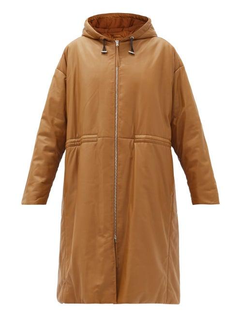 Matchesfashion.com Joseph - Cocon Hooded Padded Leather Coat - Womens - Camel