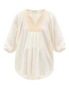 Matchesfashion.com Mes Demoiselles - Frederica Embroidered Gauze Blouse - Womens - Ivory