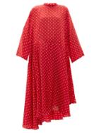 Matchesfashion.com Balenciaga - Typo Polka Dot Print Silk Jacquard Midi Dress - Womens - Red Multi