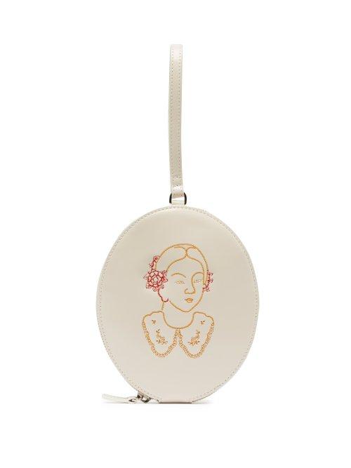 Matchesfashion.com Simone Rocha - Lady Embroidered Leather Clutch - Womens - Pink Multi