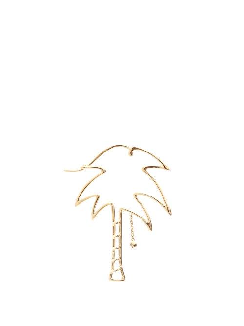 Matchesfashion.com Yvonne Lon - Diamond & Gold Palm-tree Single Earring - Womens - Yellow Gold