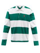 Ami - Ami De Caur Striped Cotton-jersey Polo Shirt - Mens - Green Multi