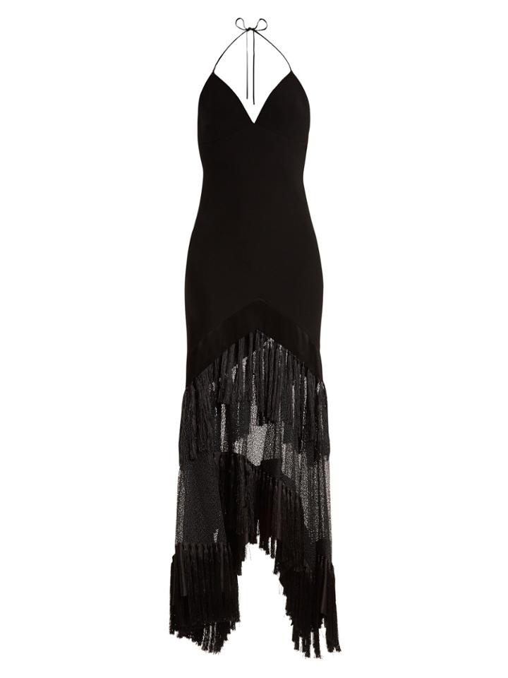 Diane Von Furstenberg V-neck Fringed Lace Gown