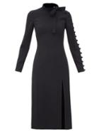 Matchesfashion.com Redvalentino - Tie-neck Crepe Midi Dress - Womens - Black