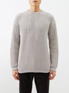 Giorgio Armani - Round-neck Ribbed-wool Sweater - Mens - Light Grey